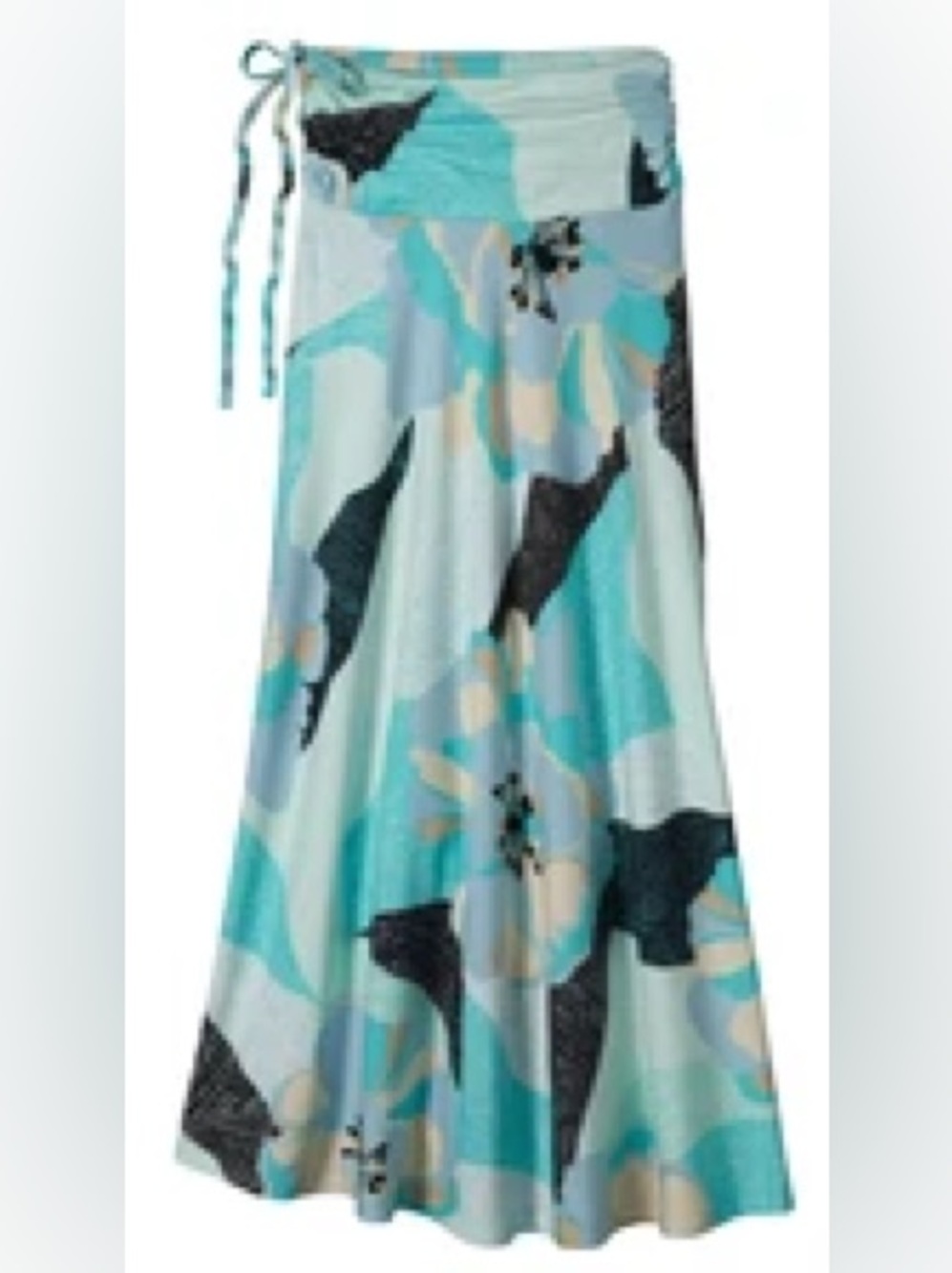 Aqua Multi-Print Flowing Maxi Skirt